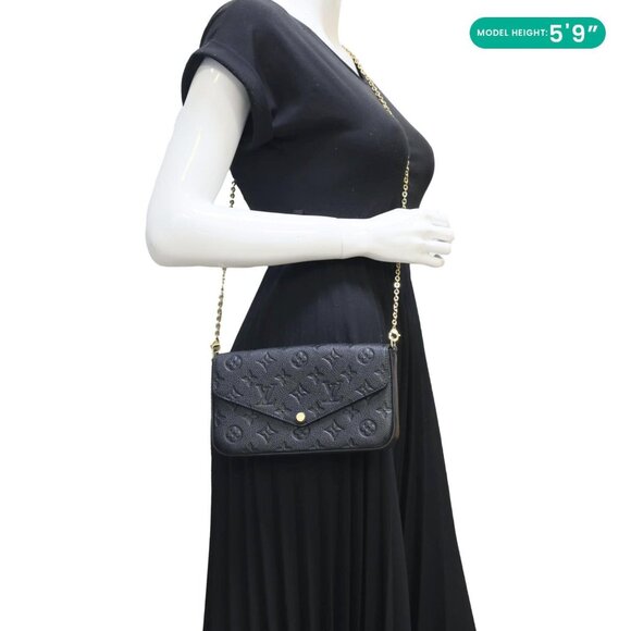 Louis Vuitton Felicie Pochette Monogram Empreinte Crossbody Bag Black - Picture 2 of 14